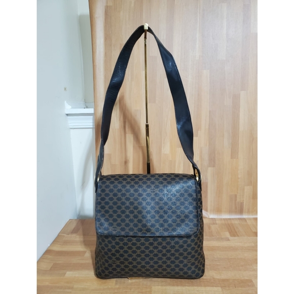 Celine Vintage Flap Shoulder Bag Macadam Coated Canvas Medium - Picture 6 of 12